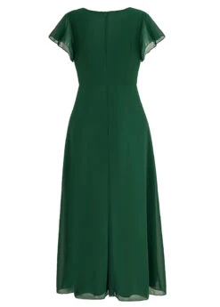 Blackish Green Twist High Low Short Sleeve Dress -OLALA Clothing Shop 1697853145410370643