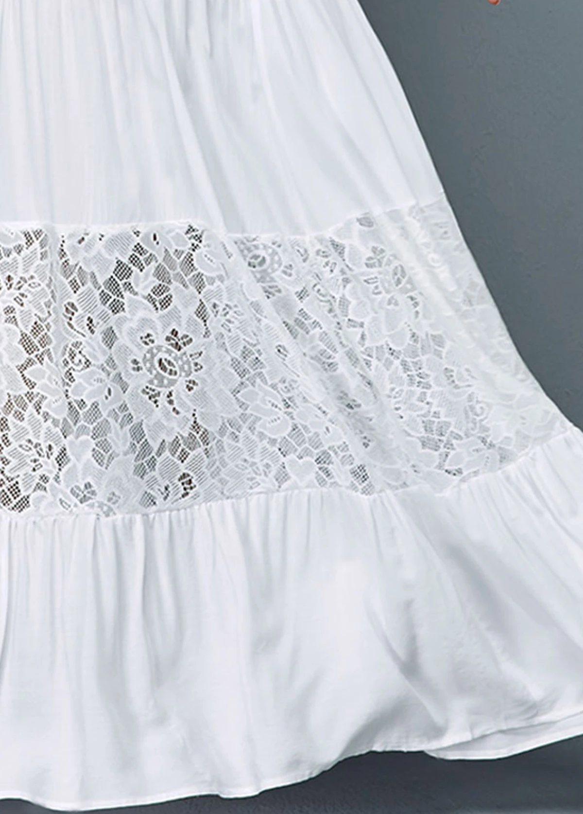 Button Detail Lace Patchwork Ruffle Hem Dress 9 Button Detail Lace Patchwork Ruffle Hem Dress - Image 7