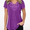 Lavender Crinkle Chest Short Sleeve T Shirt -OLALA Clothing Shop 223058 P 15573973238280