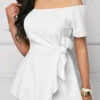Off The Shoulder Tie Side White Blouse