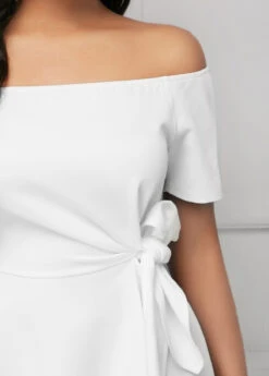 Off The Shoulder Tie Side White Blouse 11 Off The Shoulder Tie Side White Blouse -OLALA Clothing Shop 234926 P 16503479365154