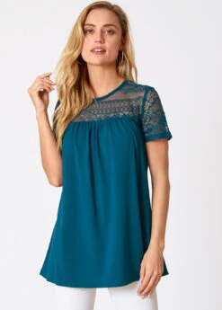 Lace Patchwork Short Sleeve Solid T Shirt 8 Lace Patchwork Short Sleeve Solid T Shirt -OLALA Clothing Shop 272768 P 16252089147102