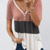 Contrast V Neck Short Sleeve T Shirt