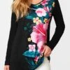 Floral Print Long Sleeve V Neck T Shirt -OLALA Clothing Shop 276931 P 16299476807030