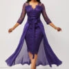 Lace Patchwork Purple 3/4 Sleeve Multiway Dress -OLALA Clothing Shop 282121 P 16473372072400