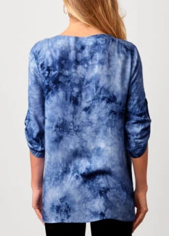 Lace Up Tie Dye Blue Blouse -OLALA Clothing Shop 287688 P 16376591816961