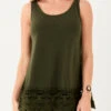 Army Green Lace Stitching Tank Top -OLALA Clothing Shop 297764 P 16484643184000