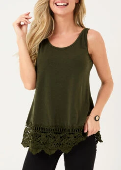 Army Green Lace Stitching Tank Top 8 Army Green Lace Stitching Tank Top -OLALA Clothing Shop 297764 P 16484643185922