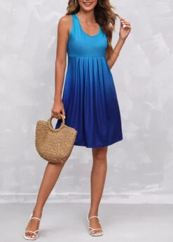 Fold Blue Wide Strap Ombre Dress -OLALA Clothing Shop 303482 P 16527864722324