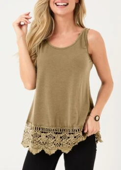Light Khaki Lace Stitching Tank Top 8 Light Khaki Lace Stitching Tank Top -OLALA Clothing Shop 304424 P 16533825223652
