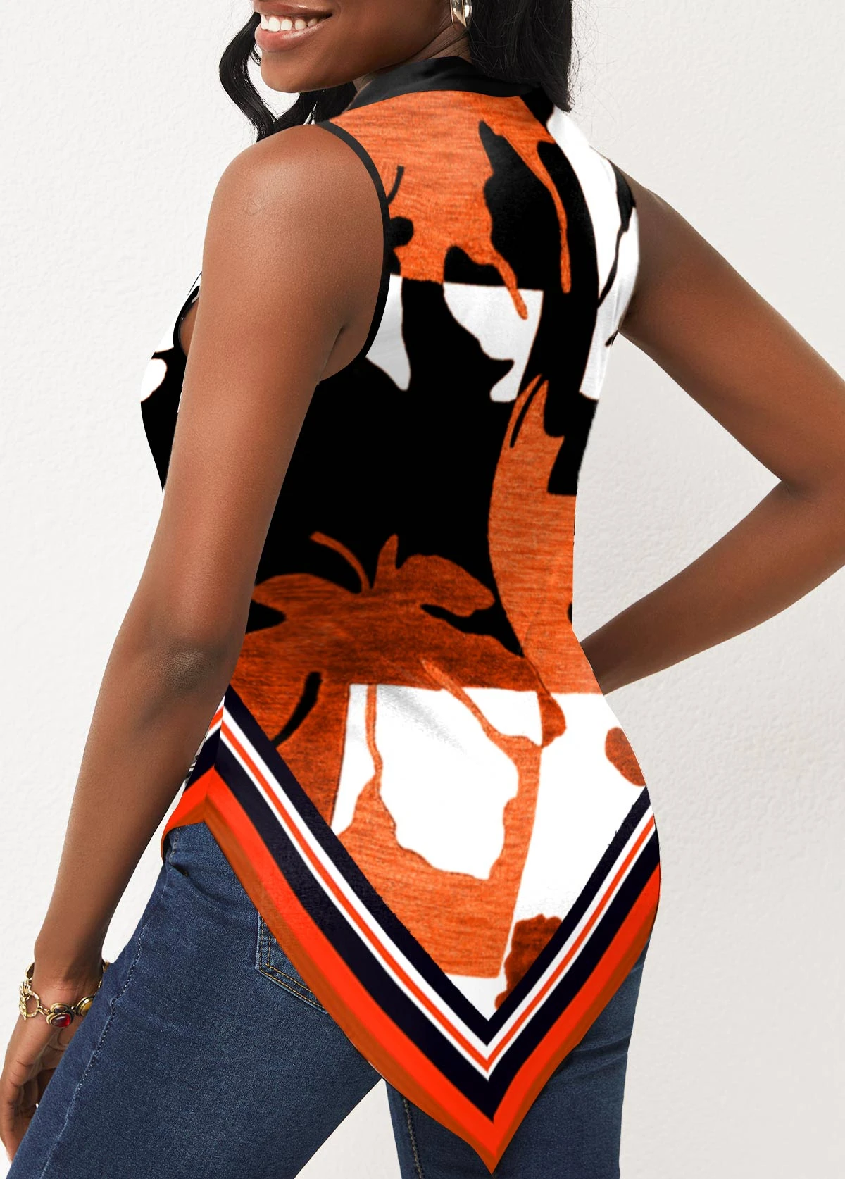 Asymmetric Hem Black Tie Front Tank Top 4 Asymmetric Hem Black Tie Front Tank Top - Image 2