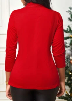 Red Twist Front 3/4 Sleeve T Shirt 14 Red Twist Front 3/4 Sleeve T Shirt -OLALA Clothing Shop 312146 P 16669342222154
