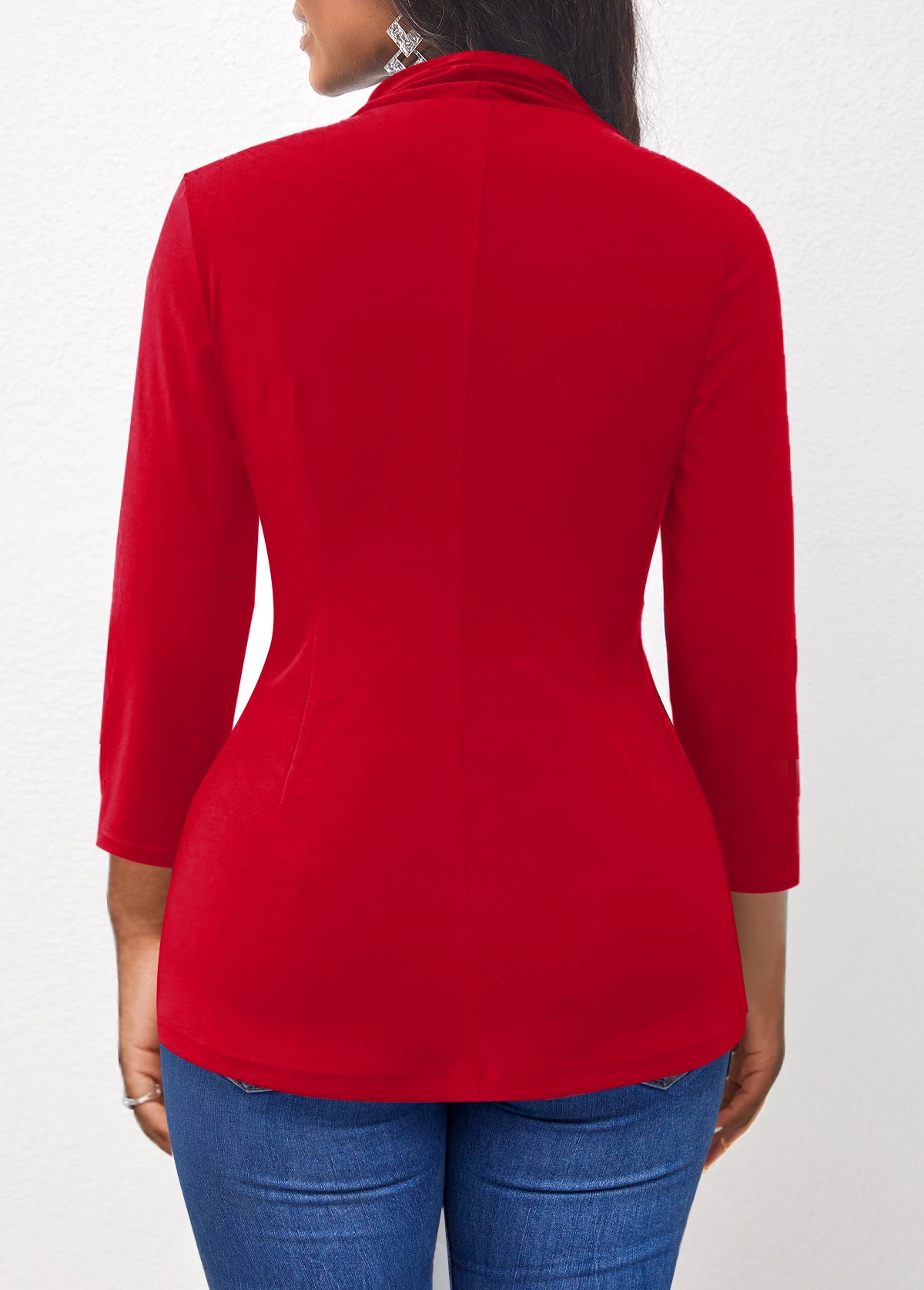 Red Twist Front 3/4 Sleeve T Shirt 4 Red Twist Front 3/4 Sleeve T Shirt - Image 2