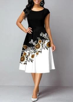 Black Long Sleeve Cardigan And Paisley Print Dress -OLALA Clothing Shop 317971 P 1666433392183