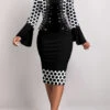 Black Fake 2in1 Geometric Print Bodycon Dress -OLALA Clothing Shop 319625 P 1669881573235
