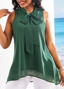 Blackish Green Bowknot Layered Tank Top 9 Blackish Green Bowknot Layered Tank Top -OLALA Clothing Shop 322816 P 16757674353413