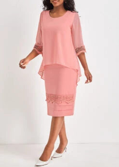 Dusty Pink Fake 2in1 H Shape Dress -OLALA Clothing Shop 324185 P 16736195300942