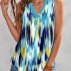 Multi Color Button Dazzle Colorful Print Tank Top