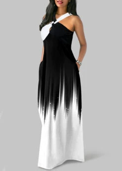 Criss Cross White O Shape Ombre Maxi Dress -OLALA Clothing Shop 325058 P 1675150200892