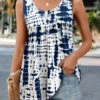 Dark Blue Button Tie Dye Print Tank Top 1 Dark Blue Button Tie Dye Print Tank Top -OLALA Clothing Shop 325221 P 16759464683380