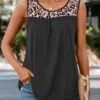 Dark Grey Patchwork Leopard Tank Top -OLALA Clothing Shop 326043 P 16765161467170