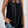 Black Patchwork Sleeveless Round Neck Tank Top 1 Black Patchwork Sleeveless Round Neck Tank Top -OLALA Clothing Shop 326703 P 16780774219803