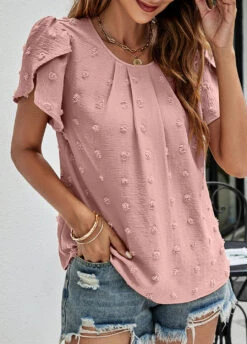 Dusty Pink Lightweigh Short Sleeve T Shirt -OLALA Clothing Shop 327065 P 1676961201035