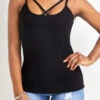 Black Criss Cross Strappy Square Neck Camisole Top -OLALA Clothing Shop 327267 P 16778424283320
