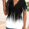 Black Lace Ombre Short Sleeve T Shirt -OLALA Clothing Shop 327578 P 16801772916030