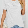 White Cross Hem Short Sleeve T Shirt -OLALA Clothing Shop 327908 P 1677466621327