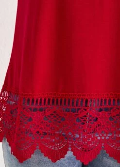 Red Lace Strappy Scoop Neck Tank Top -OLALA Clothing Shop 328727 P 16788834691084