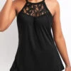 Black Lace Patchwork Strappy Camisole Top -OLALA Clothing Shop 328730 P 16796529441370