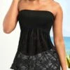 Black Lace Bandeau Smocked Tank Top 2 Black Lace Bandeau Smocked Tank Top -OLALA Clothing Shop 329257 P 16800668190190