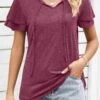 Wine Red Layered Short Sleeve T Shirt -OLALA Clothing Shop 329384 P 1678858053854