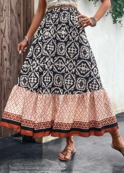 Multi Color Patchwork Tribal Print Maxi Skirt 11 Multi Color Patchwork Tribal Print Maxi Skirt -OLALA Clothing Shop 330283 P 16818065171332