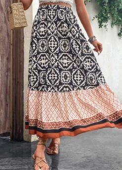 Multi Color Patchwork Tribal Print Maxi Skirt 12 Multi Color Patchwork Tribal Print Maxi Skirt -OLALA Clothing Shop 330283 P 16818065172593