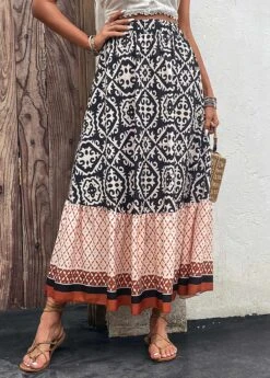 Multi Color Patchwork Tribal Print Maxi Skirt 13 Multi Color Patchwork Tribal Print Maxi Skirt -OLALA Clothing Shop 330283 P 16818065173055