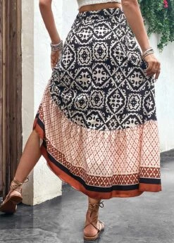 Multi Color Patchwork Tribal Print Maxi Skirt 10 Multi Color Patchwork Tribal Print Maxi Skirt -OLALA Clothing Shop 330283 P 16818065175771