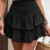 Black Smocked A Line Elastic Waist Short Skirt 1 Black Smocked A Line Elastic Waist Short Skirt -OLALA Clothing Shop 330312 P 16818066849330