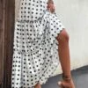 White Ruched Polka Dot A Line Skirt 2 White Ruched Polka Dot A Line Skirt -OLALA Clothing Shop 330316 P 16818065643785