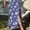 Dark Blue Split Floral Print A Line Skirt 1 Dark Blue Split Floral Print A Line Skirt -OLALA Clothing Shop 330330 P 1679907711711