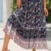 Multi Color Patchwork Floral Print A Line Skirt 1 Multi Color Patchwork Floral Print A Line Skirt -OLALA Clothing Shop 330333 P 1679907782903