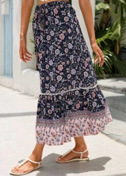 Multi Color Patchwork Floral Print A Line Skirt 11 Multi Color Patchwork Floral Print A Line Skirt -OLALA Clothing Shop 330333 P 1679907783689