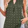 Green Split Polka Dot Detail Tank Top -OLALA Clothing Shop 331022 P 1680583696536