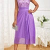Neon Violet Lace Sleeveless Round Neck Dress -OLALA Clothing Shop 331373 P 16835458738810
