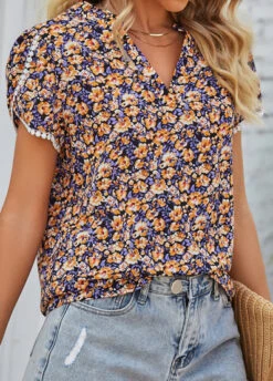 Multi Color Patchwork Ditsy Floral Print Blouse 9 Multi Color Patchwork Ditsy Floral Print Blouse -OLALA Clothing Shop 331604 P 1681265720114