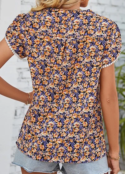 Multi Color Patchwork Ditsy Floral Print Blouse 4 Multi Color Patchwork Ditsy Floral Print Blouse - Image 2