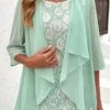 Mint Green Lace Fake 2in1 Blouse