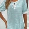 Mint Green Lace Up Short Sleeve T Shirt -OLALA Clothing Shop 331884 P 16849787333920