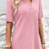 Pink Eyelet Short Sleeve T Shirt -OLALA Clothing Shop 332042 P 16818141711810